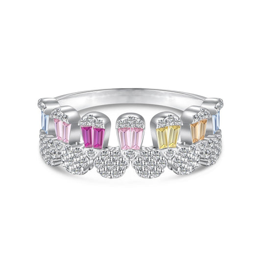 925 Silver Color - Diamond Flower Ring
