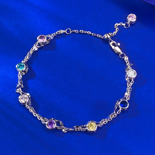 S925 sterling silver rainbow bubble bracelet