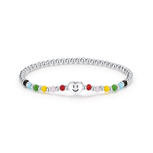 S925 sterling silver smiling heart exquisite bracelet