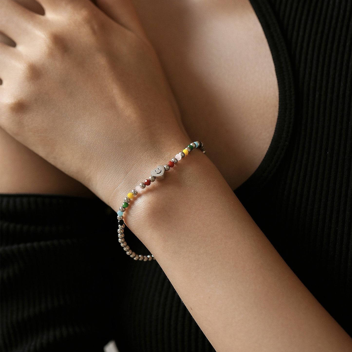 S925 sterling silver smiling heart exquisite bracelet