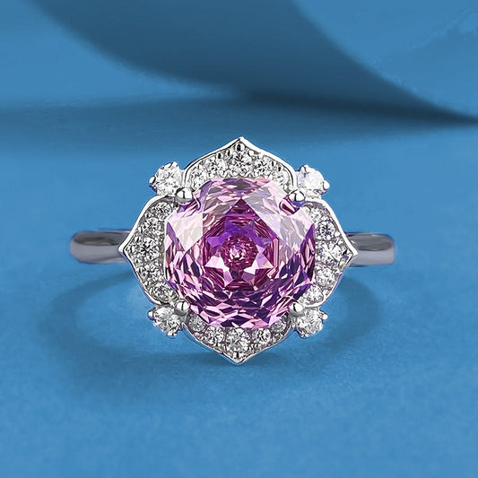 S925 silver with rose cut purple diamond ring