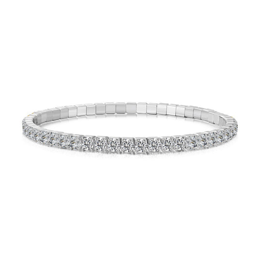 S925 sterling silver 3mm wide tennis full diamond zircon color bracelet