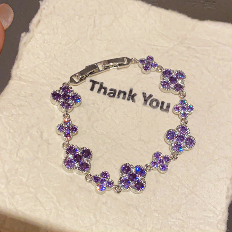 French Zirconia Diamond Flower Clip Bracelet